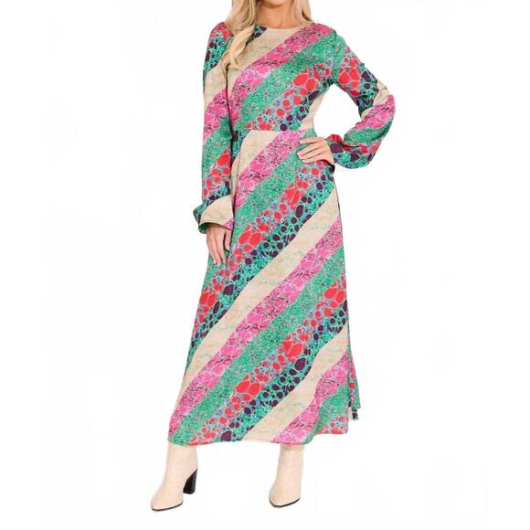 a-line modest maxi dress product info and reviews Noor Modest Long Drape Sleeves Beaded A-line Gown Champagne / 24